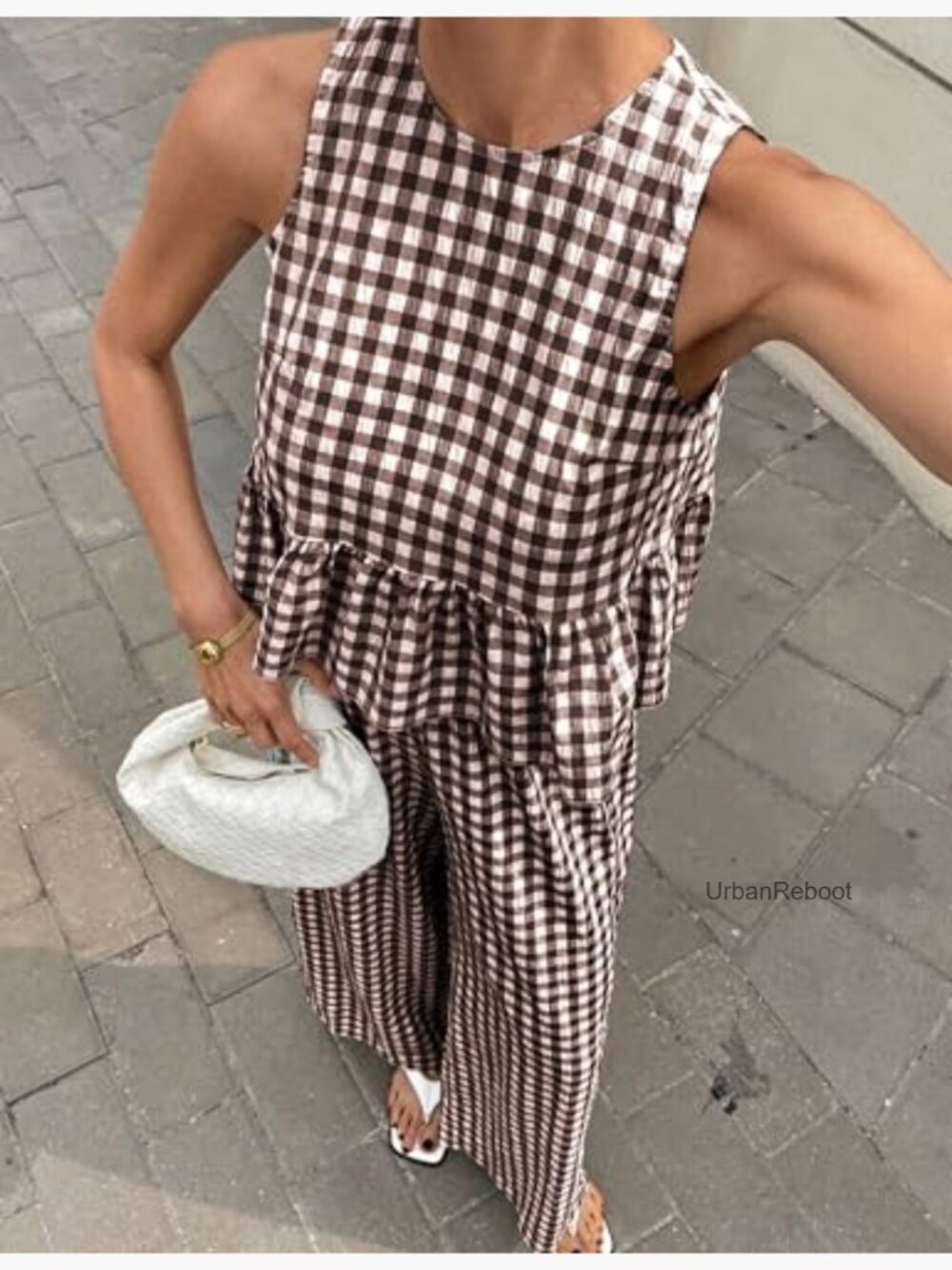 Womens Sleeveless Ruffle Tank and Wide Leg Pants Lounge Set Summer Matching 2 - Picture 3 of 7